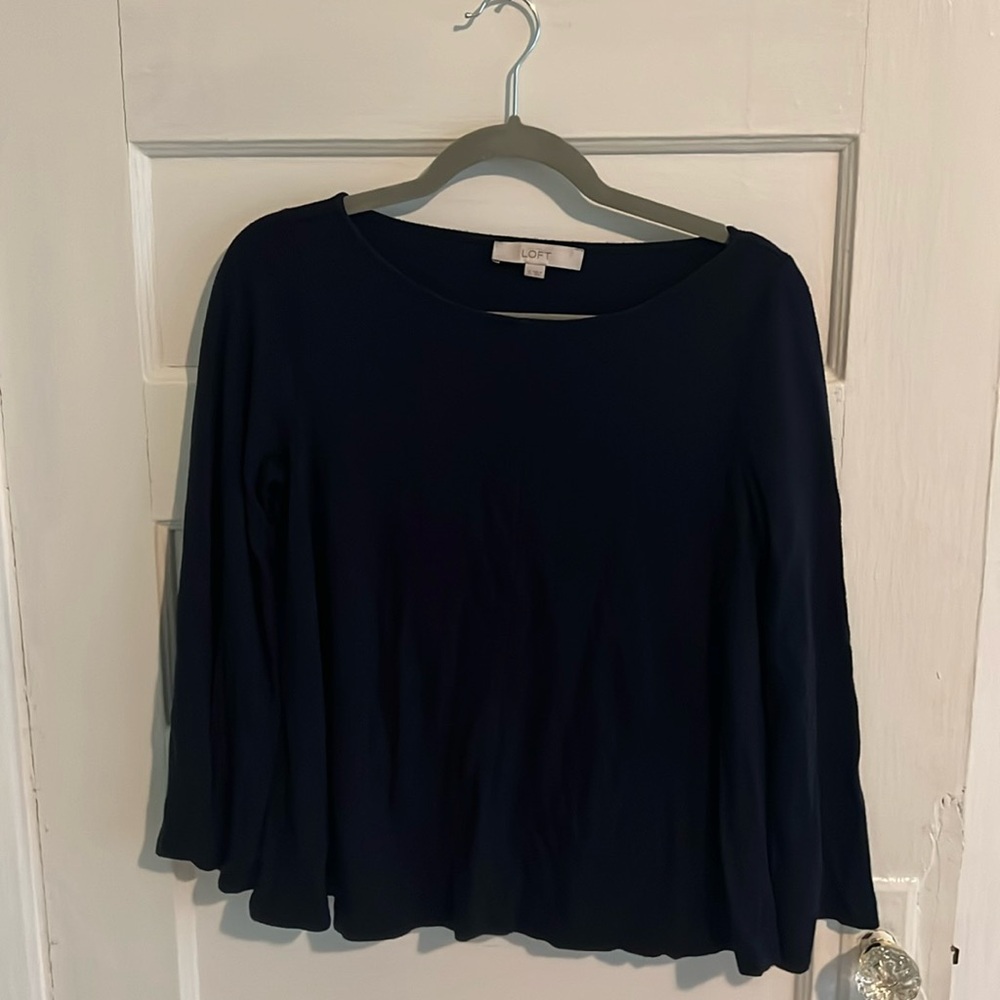 Loft Navy Swing Sleeve Shirt